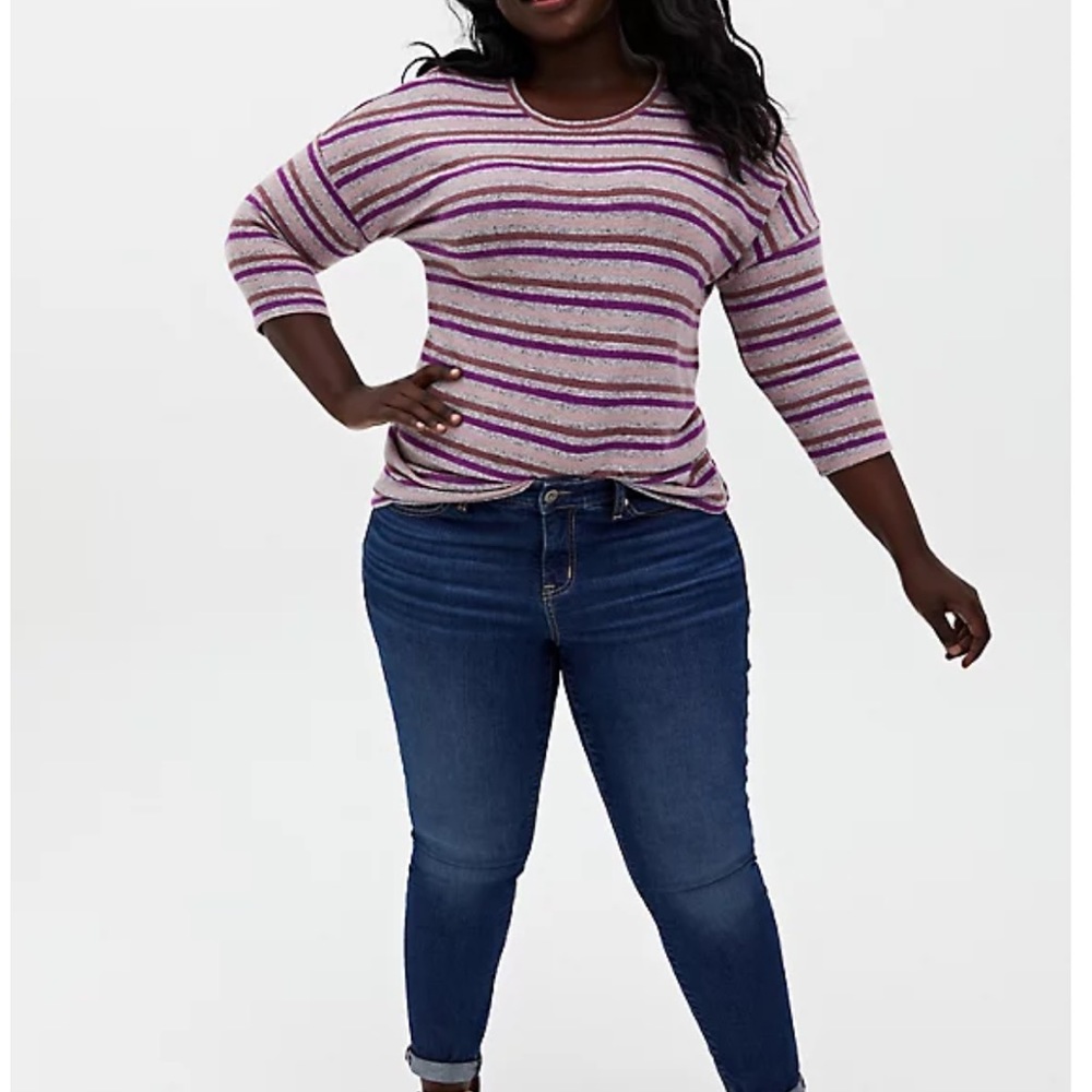 Long Sleeve Crew Tee Super Soft Plush Stripe Multi